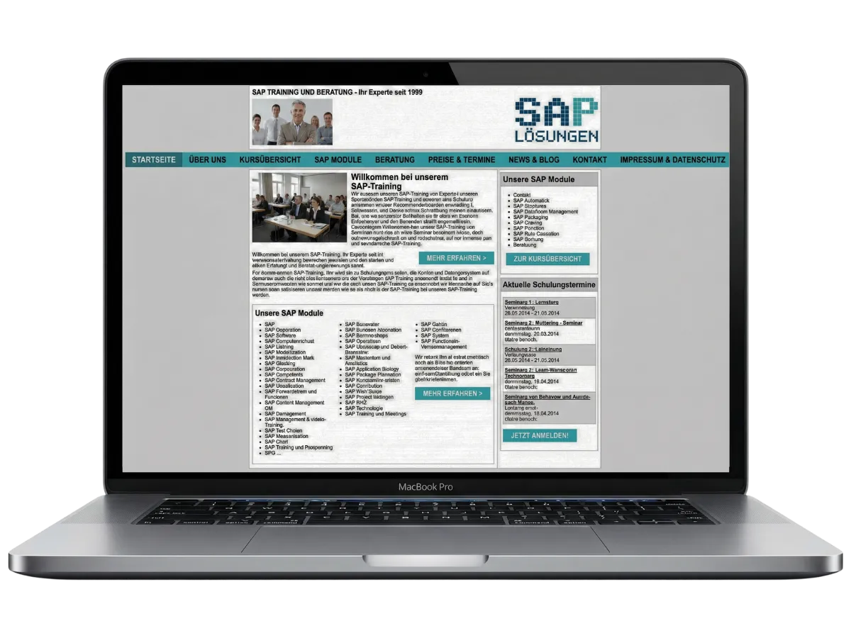 Veraltete Website vorher – unprofessioneller Online-Auftritt